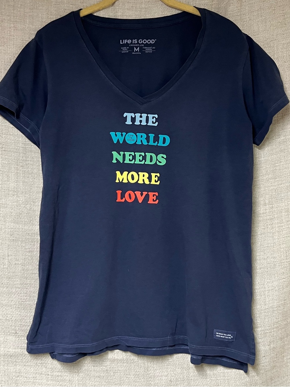 Life Is Good Navy Crusher-Lite Women's Tee with White Logo